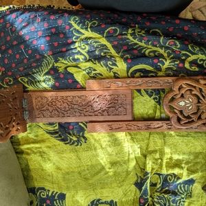 Vintage carved wood expandable bookshelf